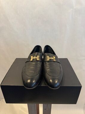 Hermes Black Leather Paris Loafer